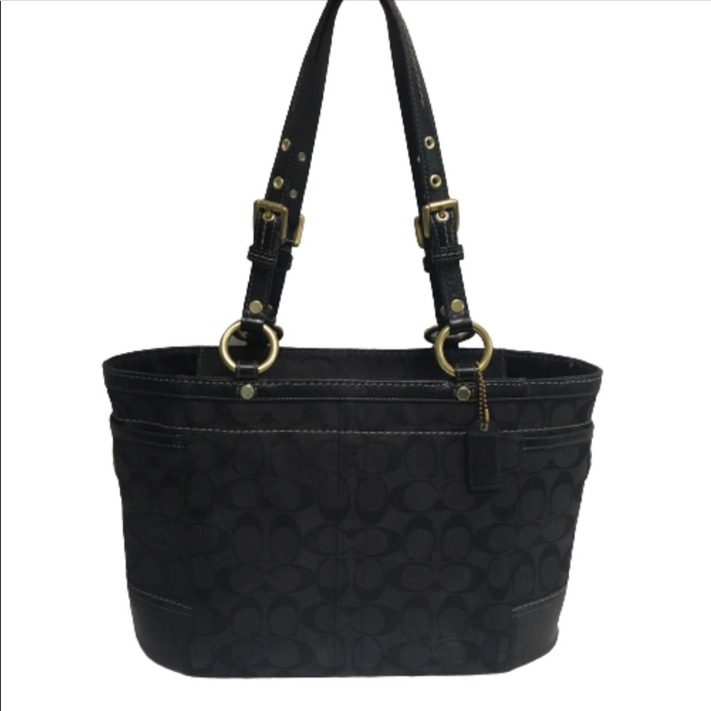 Coach Canvas and Leather Black shoulder bag purse